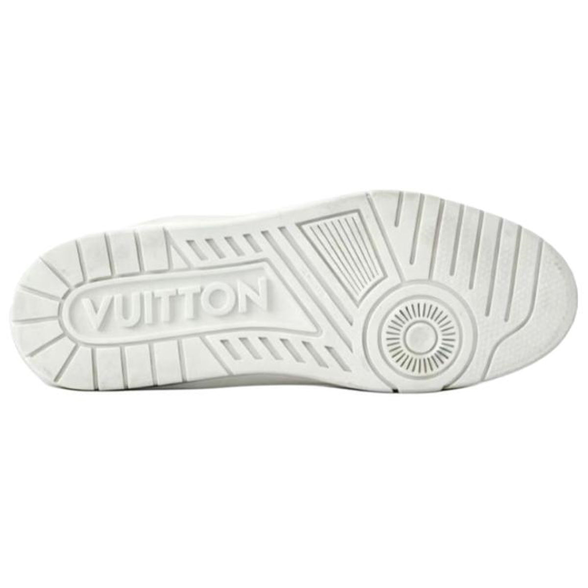 Louis Vuitton Trainer Vintage-Effect Calf Leather Tonal Low-Top Sneakers – Triple White