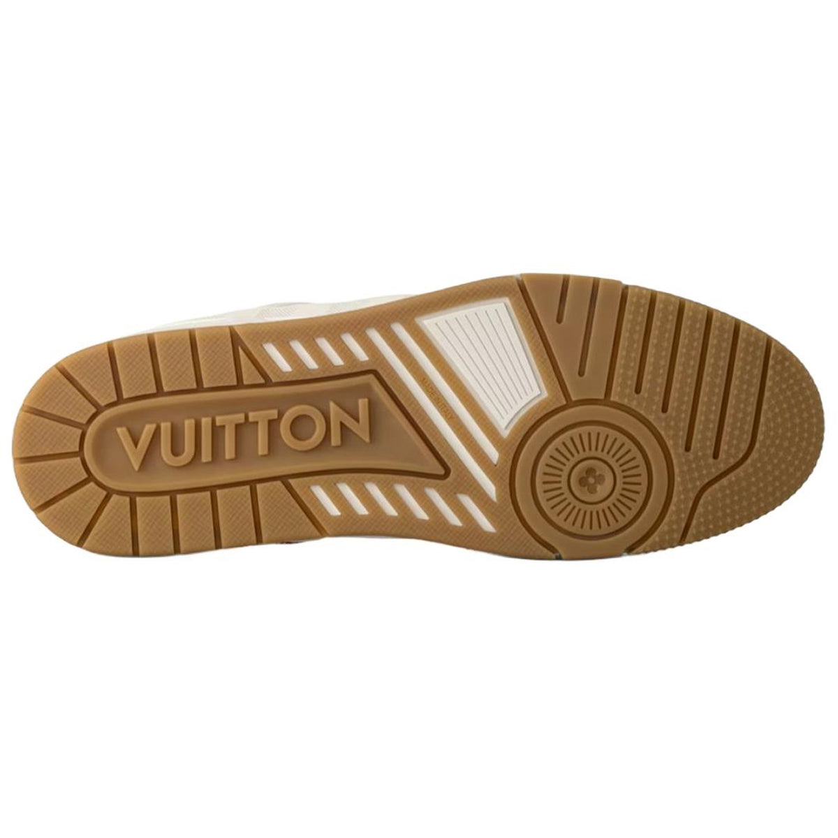 Louis Vuitton Trainer Cream Grained Leather Burgundy Accents & Honey Gum Sole Low-Top Sneakers – Cream, Burgundy & Caramel